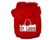 St Louis Skyline Screen Print Pet Hoodies Red Size XS 8