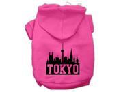 Tokyo Skyline Screen Print Pet Hoodies Bright Pink Size Lg 14
