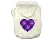 Purple Swiss Dot Heart Screen Print Pet Hoodies Cream Size XL 16