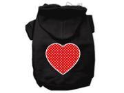 Red Swiss Dot Heart Screen Print Pet Hoodies Black Size XS 8