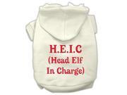 Head Elf In Charge Screen Print Pet Hoodies Cream Size XS 8