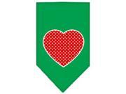 Mirage Pet Products 66 103 SMEG Red Swiss Dot Heart Screen Print Bandana Emerald Green Small