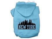 New York Skyline Screen Print Pet Hoodies Baby Blue Size XL 16