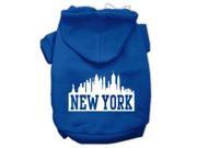 New York Skyline Screen Print Pet Hoodies Blue Size XXL 18