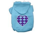 Argyle Heart Purple Screen Print Pet Hoodies Baby Blue Size Med 12