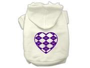 Argyle Heart Purple Screen Print Pet Hoodies Cream Size XXXL 20