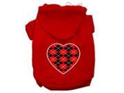 Argyle Heart Red Screen Print Pet Hoodies Red Size Lg 14