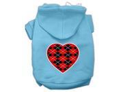 Argyle Heart Red Screen Print Pet Hoodies Baby Blue Size Med 12