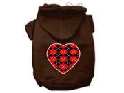 Argyle Heart Red Screen Print Pet Hoodies Brown Size XL 16