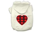 Argyle Heart Red Screen Print Pet Hoodies Cream Size XXL 18