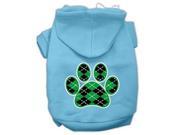 Argyle Paw Green Screen Print Pet Hoodies Baby Blue Size Med 12