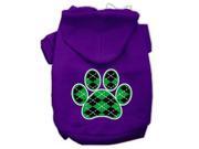 Argyle Paw Green Screen Print Pet Hoodies Purple Size XL 16
