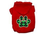 Argyle Paw Green Screen Print Pet Hoodies Red Size XS 8