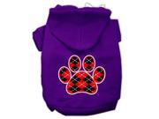 Argyle Paw Red Screen Print Pet Hoodies Purple Size Lg 14