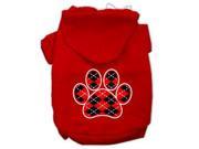 Argyle Paw Red Screen Print Pet Hoodies Red Size Lg 14