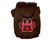 Argyle Paw Red Screen Print Pet Hoodies Brown Size Med 12