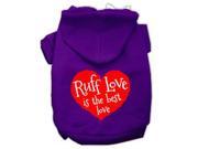 Ruff Love Screen Print Pet Hoodies Purple Size Sm 10