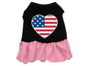 Mirage Pet Products 58 40 LGBKPK American Flag Heart Screen Print Dress Black with Pink Lg 14
