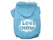 I Love Snow Screenprint Pet Hoodies Baby Blue Size XL 16