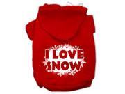 I Love Snow Screenprint Pet Hoodies Red Size XXL 18