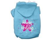 Scribble Happy Holidays Screenprint Pet Hoodies Baby Blue Size M 12