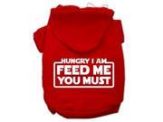 Hungry I am Screen Print Pet Hoodies Red Size XL 16