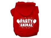 Party Animal Screen Print Pet Hoodies Red Size Med 12