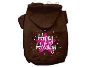Scribble Happy Holidays Screenprint Pet Hoodies Brown Size XS 8