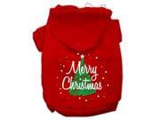 Scribbled Merry Christmas Screenprint Pet Hoodies Red Size L 14