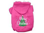 Scribbled Merry Christmas Screenprint Pet Hoodies Bright Pink Size XXL 18
