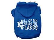 All my Friends are Flakes Screen Print Pet Hoodies Blue Size XL 16