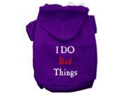 I Do Bad Things Screen Print Pet Hoodies Purple Size L 14