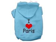 I Love Paris Screen Print Pet Hoodies Baby Blue Size Med 12
