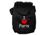 I Love Paris Screen Print Pet Hoodies Black Size Sm 10