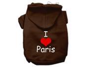 I Love Paris Screen Print Pet Hoodies Brown Size XS 8
