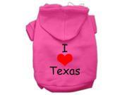 I Love Texas Screen Print Pet Hoodies Bright Pink Size Lg 14