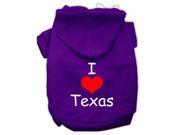 I Love Texas Screen Print Pet Hoodies Purple Size Sm 10