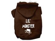 Lil Monster Screen Print Pet Hoodies Brown Size Sm 10