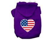American Flag Heart Screen Print Pet Hoodies Purple Size Lg 14