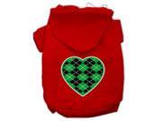 Argyle Heart Green Screen Print Pet Hoodies Red Size Sm 10