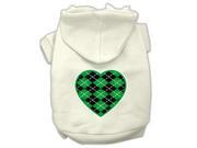 Argyle Heart Green Screen Print Pet Hoodies Cream Size XS 8