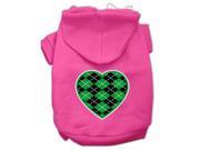 Argyle Heart Green Screen Print Pet Hoodies Bright Pink Size XXL 18