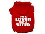 I m a Lover not a Biter Screen Printed Dog Pet Hoodies Red Size Sm 10