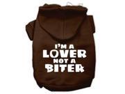 I m a Lover not a Biter Screen Printed Dog Pet Hoodies Brown Size XXL 18