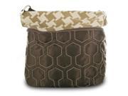 Travelon Quilted Nylon Zip Top Train Case Brown Houndstooth Pattern