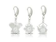 Novelty Key Chain Watches Flower Butterfly Tea Kettle 3 Pack
