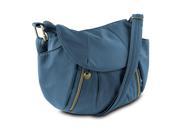 Travelon Anti Theft Front Zip Hobo Bag with RFID Protection Steel Blue