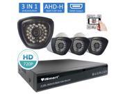 iSmart 8CH 720P AHD Surveillance Security Camera System with 4 Indoor Outdoor Night Vision Security Cameras with DVR Smartphone Scan QR Code Quick Remote Acce