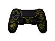 Dragon Pattern Silicon Protect Case Skin for PS4 Controller Black Yellow