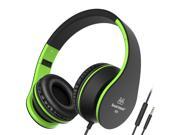 Sound Intone I68 Over ear Foldable Headphones With In line Volume Control Microphone Black Green